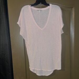 Express Light Pink Short Sleeve V-Neck Tee